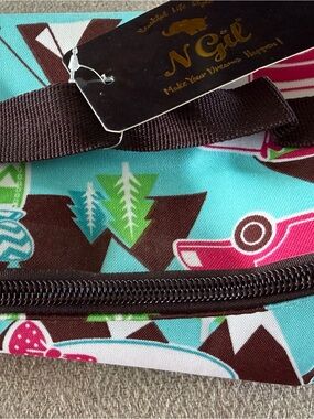 N'Gii Turquoise Travel Tote Bag with Brown Accents